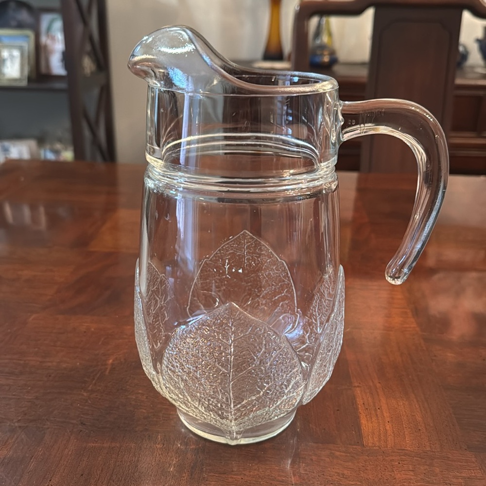 Aspen Leaf Arcoroc Pitcher Made in France